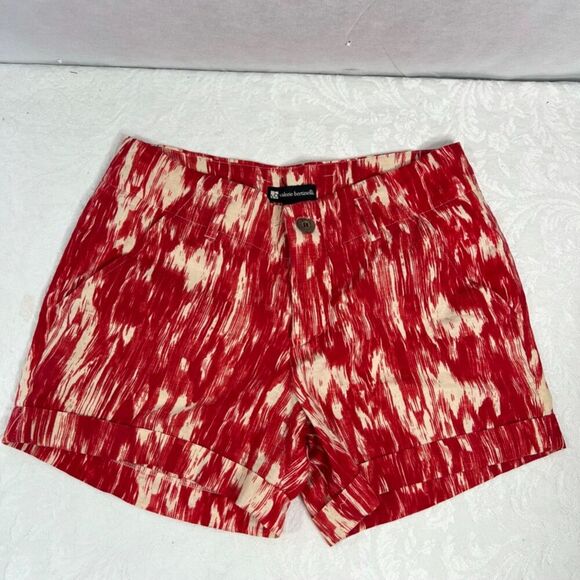 Valerie Bertinelli Linen Blend Red Abstract Casual Short Womens Size 4 - Picture 8 of 8